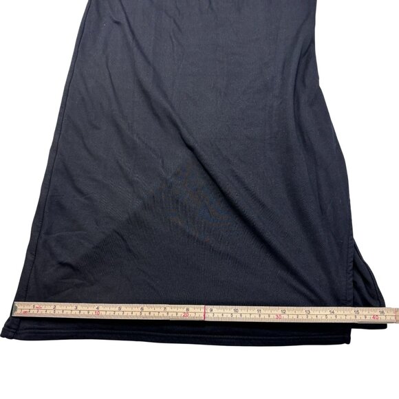 Poshdivah Black Sleeveless Midi Dress With Mock Neck & Side Slit  Size L - Picture 8 of 11